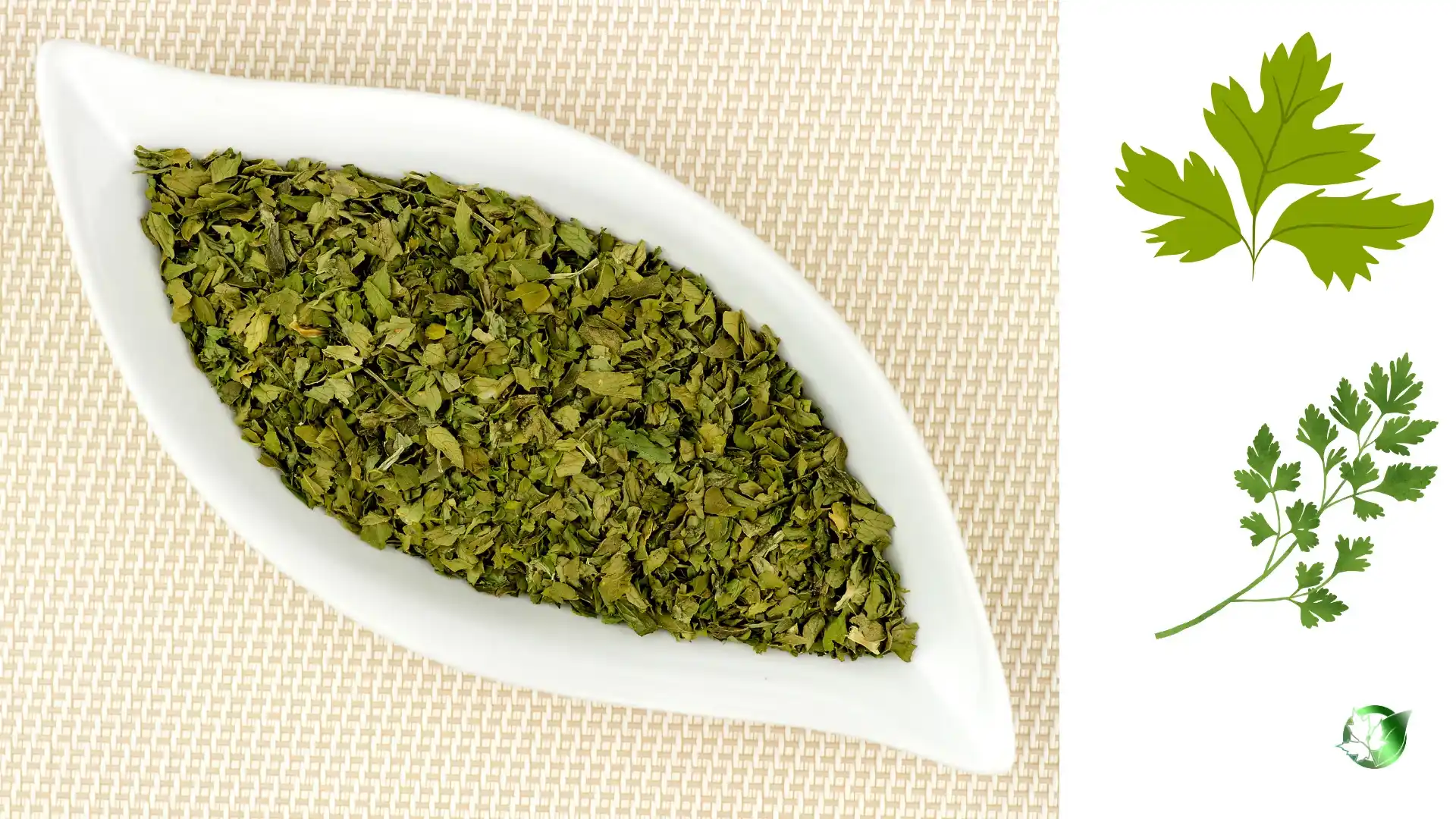 Commercial presentation of Dried Parsley for wholesale product evaluation and buyer review.